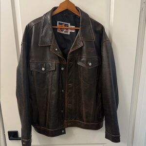 Vintage Hard Rock Hotel Distressed Leather Jacket